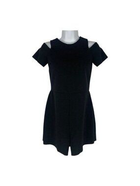 Zara Black Cold Shoulder Romper Women Size XS Elegant Minimalist Short Sleeve